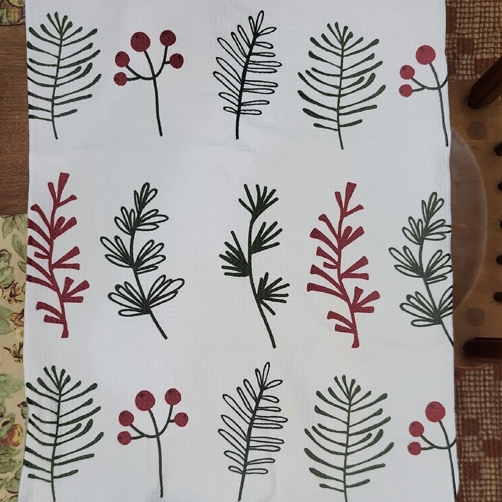 Geometry festive Red and Green Holidsy Kitchen Towels